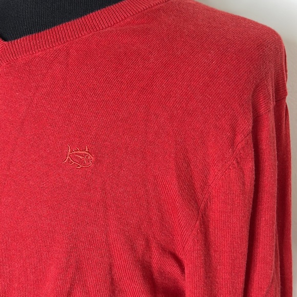 SOUTHERN TIDE Men’s Red V-Neck Cotton Sweater L - Picture 5 of 7